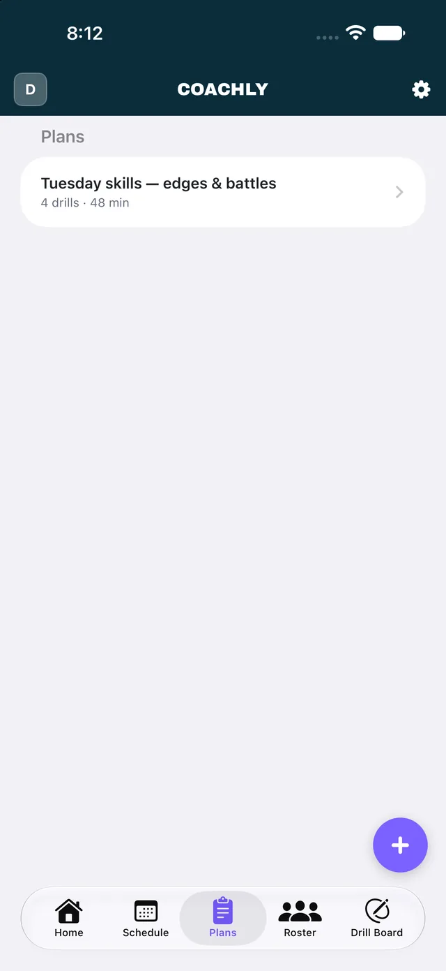 Coachly on iPhone — Practice plans