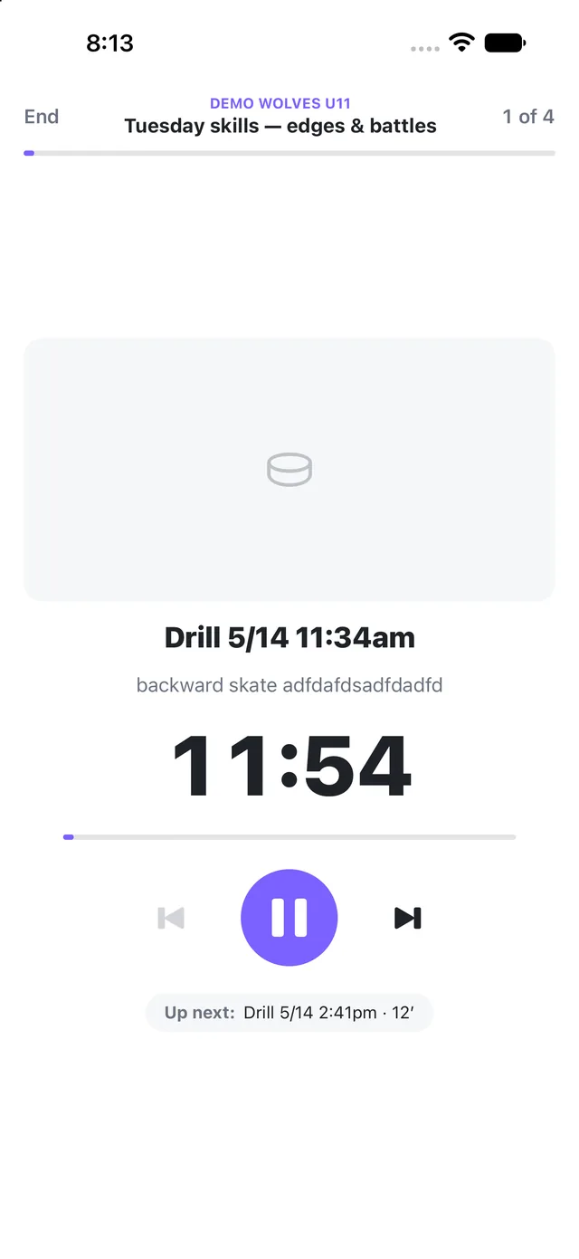 Coachly on iPhone — Practice runner